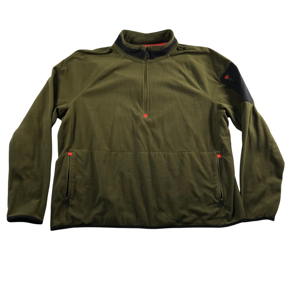Duluth Trading Co Mens 2XL Relaxed Fit Quarter Zip Fleece Pullover Olive Green